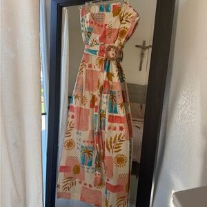 Windsor Dress Forum Strapless Dress with Pink and Gold Accents